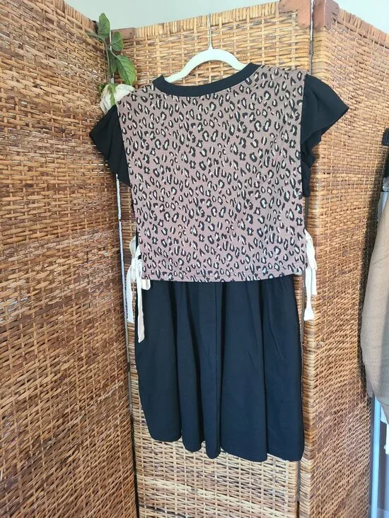 Entro "Into The Wild" Dress NWT SZ L Black & Leopard Print $ 69.95 - Picture 5 of 12